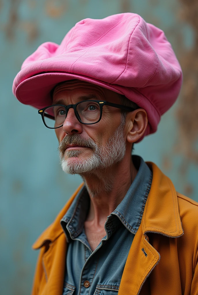 Strange man with big pink cap