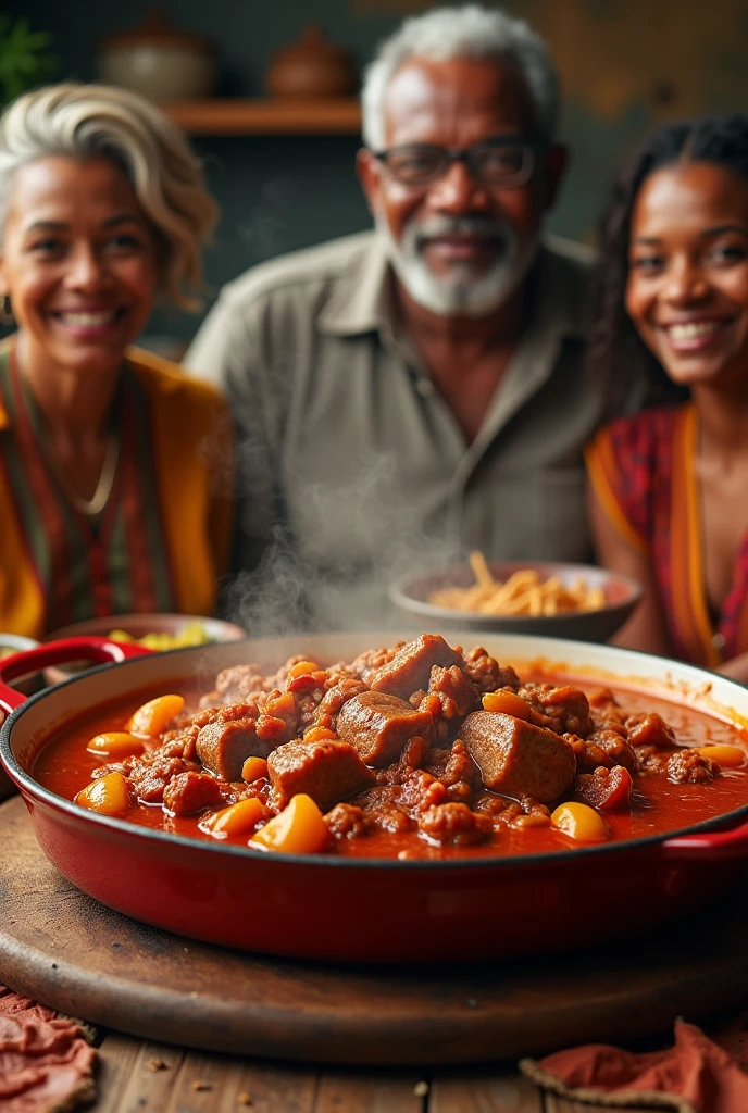 Generate an ad for the South African meal 'mogodu' in a family size form