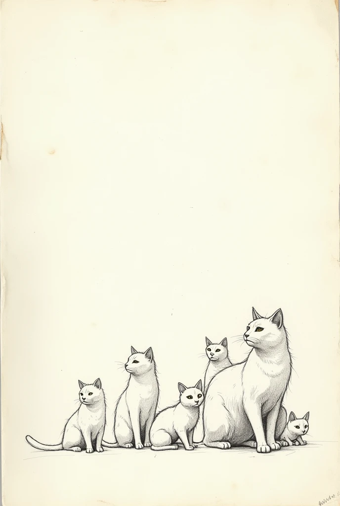 Sketch drawings of cats, as if it were taken from a notebook with a pencil texture, that looks like it was done in a novice and fast way.
