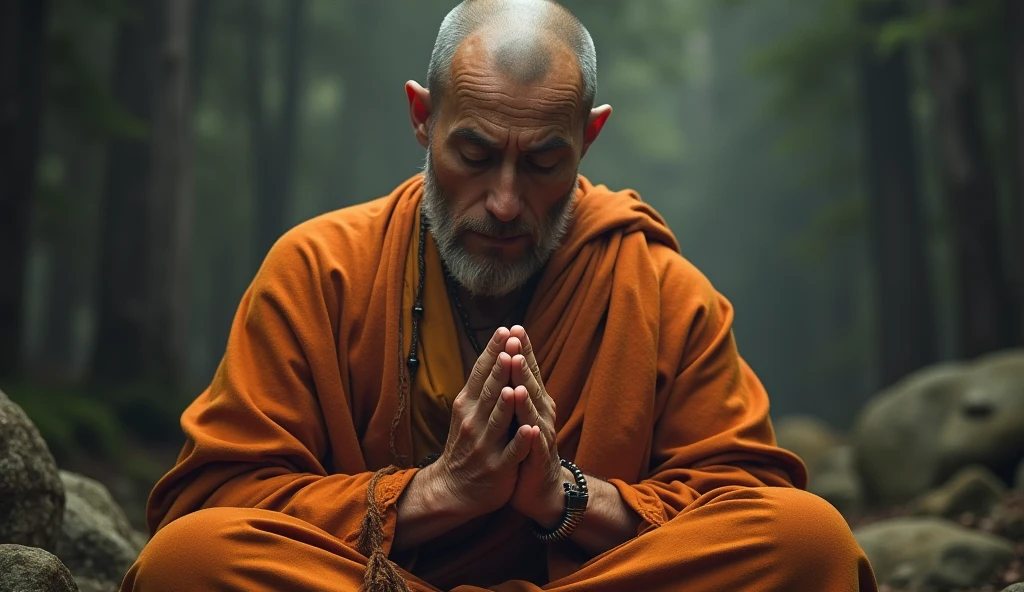 Ultra HD 4K (((("Masterpiece")))), [Create a new "star" movie scene] "very detailed" Monk standing and MEDITATING