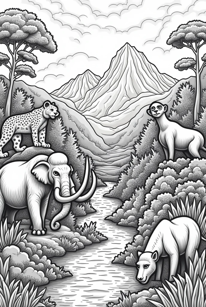 Cenozoic era, coloring page