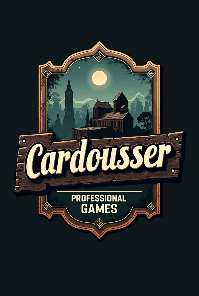 Make an image focused on a professional game player using the name Cardousser in the center and focusing heavily on the background, highlighting, don&#39;t create a person, focus like it&#39;s a logo for me, These logos look very old-fashioned