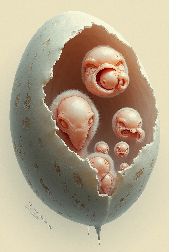 Create an image of the embryonic development of an ostrich 