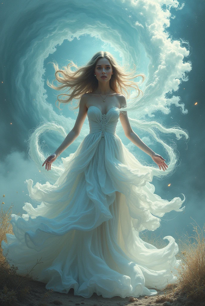 person with surreal air powers woman
