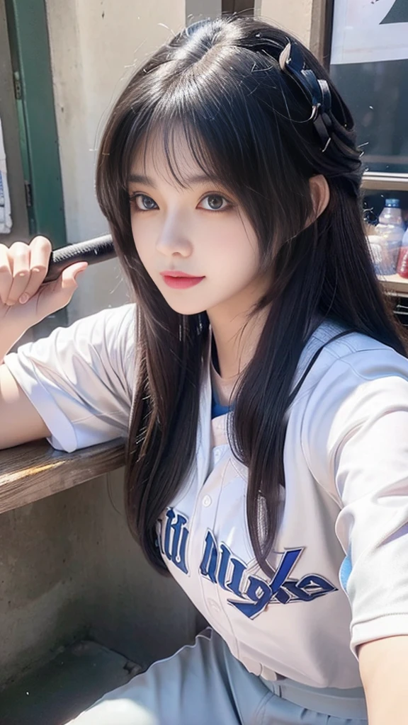 a close up of a woman in a baseball uniform with a bat, very beautiful girl, cute beautiful, beautiful anime girl, beautiful anime portrait, anime thai girl, korean girl, young adorable korean face, pretty anime girl, beautiful girl model, cute anime girl, beautiful young girl, girl cute-fine-face, cute natural anime face, wan adorable korean face