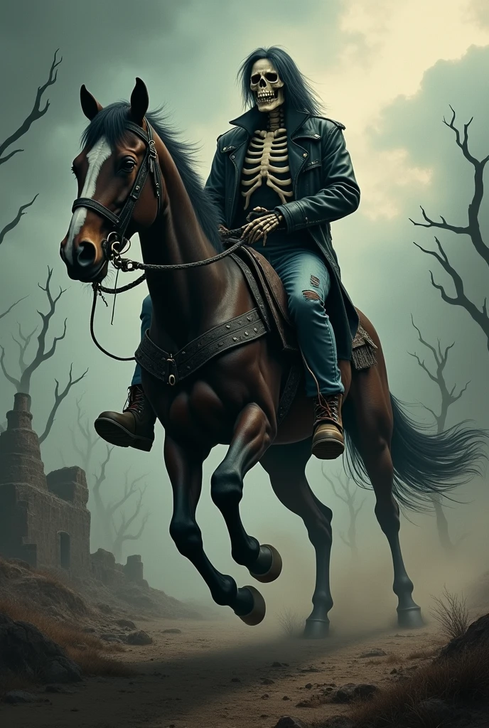 The Misfits skeleton riding a horse