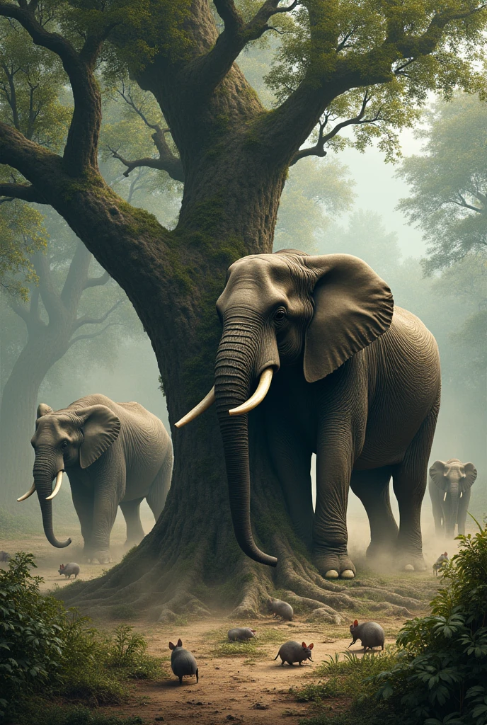 Those pack of elephants devastated the rat tree