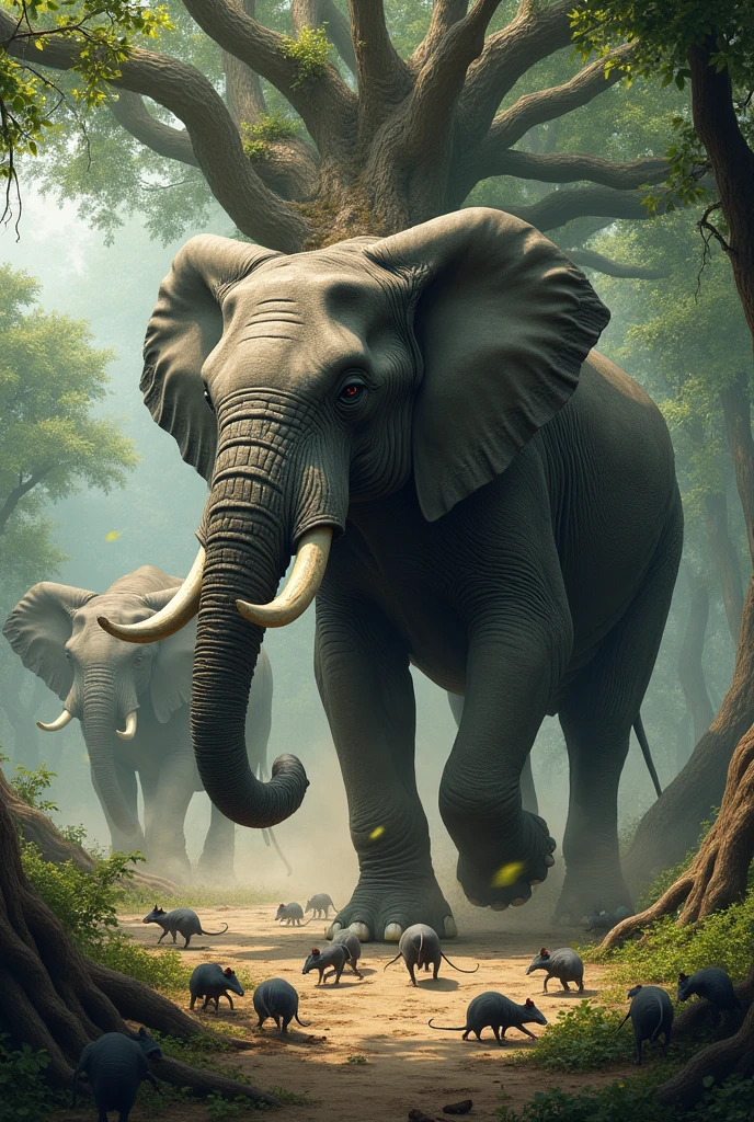 Those pack of elephants devastated the rat tree