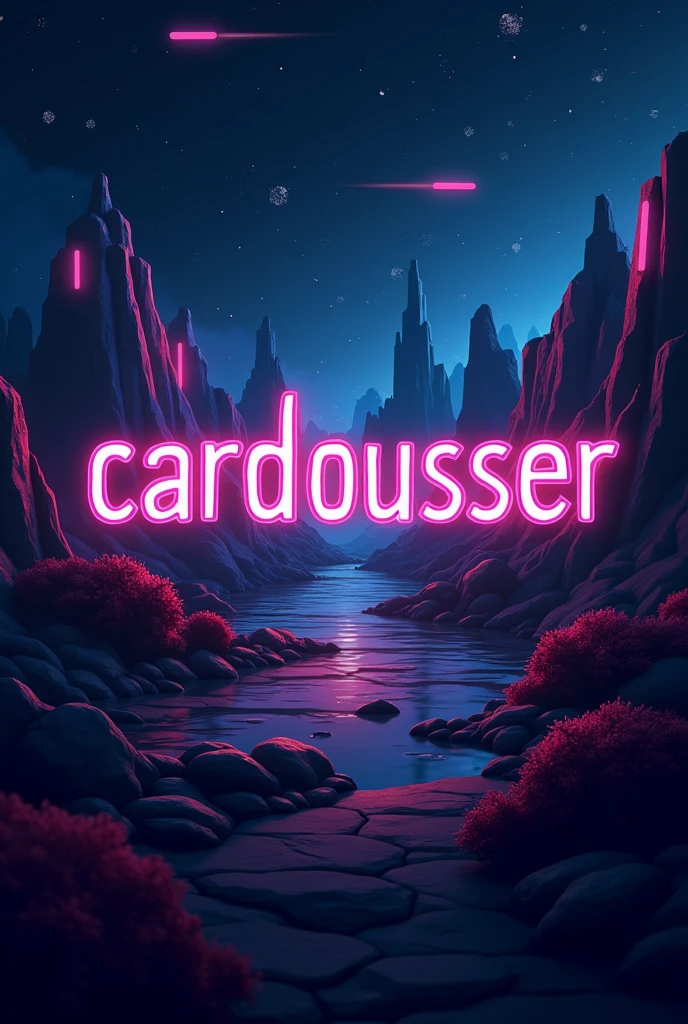 Make an image focused on a professional game player using the name Cardousser in the center and focusing heavily on the background, highlighting, don't create a person, focus like it's a logo for me, These logos look very old-fashioned, Make it more stylish with a futuristic and gaming theme