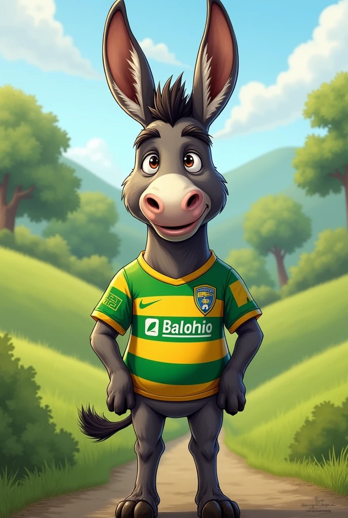 Donkey wearing the shirt of the Herediano sport club