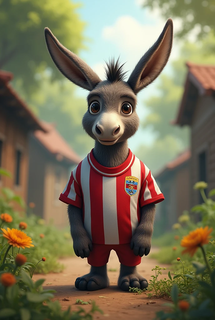 Donkey wearing the shirt of the Herediano sport club from Costa Rica 