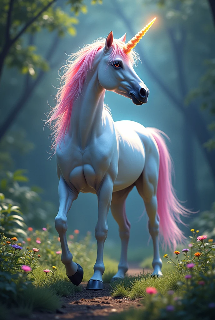 Realistic colorful unicorn
