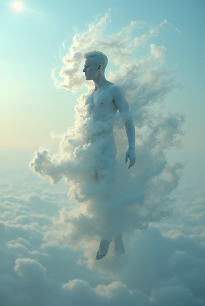 person with surreal air powers man among the clouds controlling the air