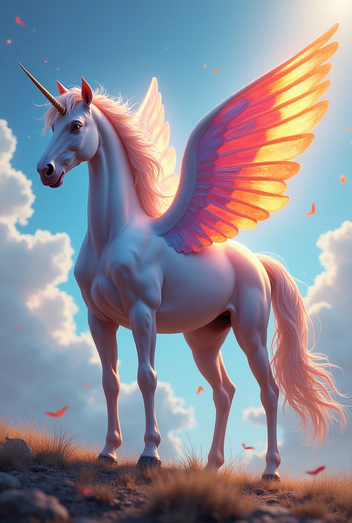 Unicorn with wings and many colors