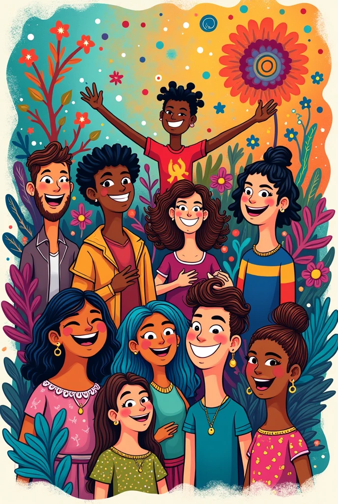 Create a doodle art about diverse of culture and inclusivity