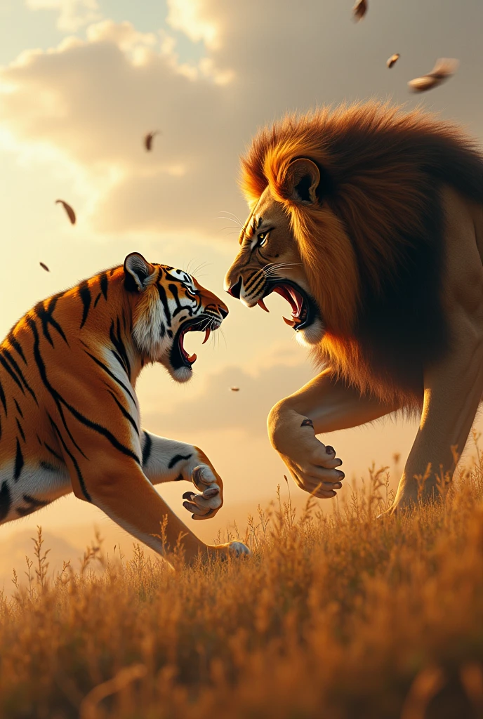 Tiger vs lion fight
