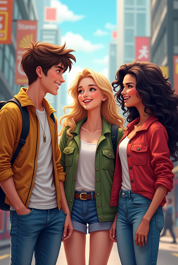  a teenage boy and two teenage girls 
