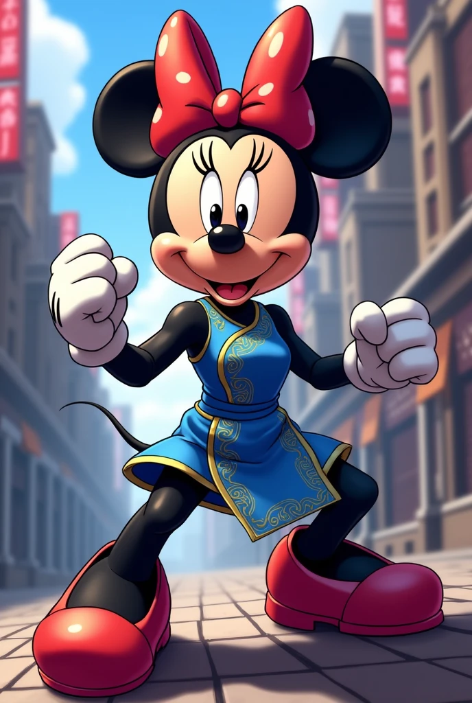 Minnie dressed as Chun Lee