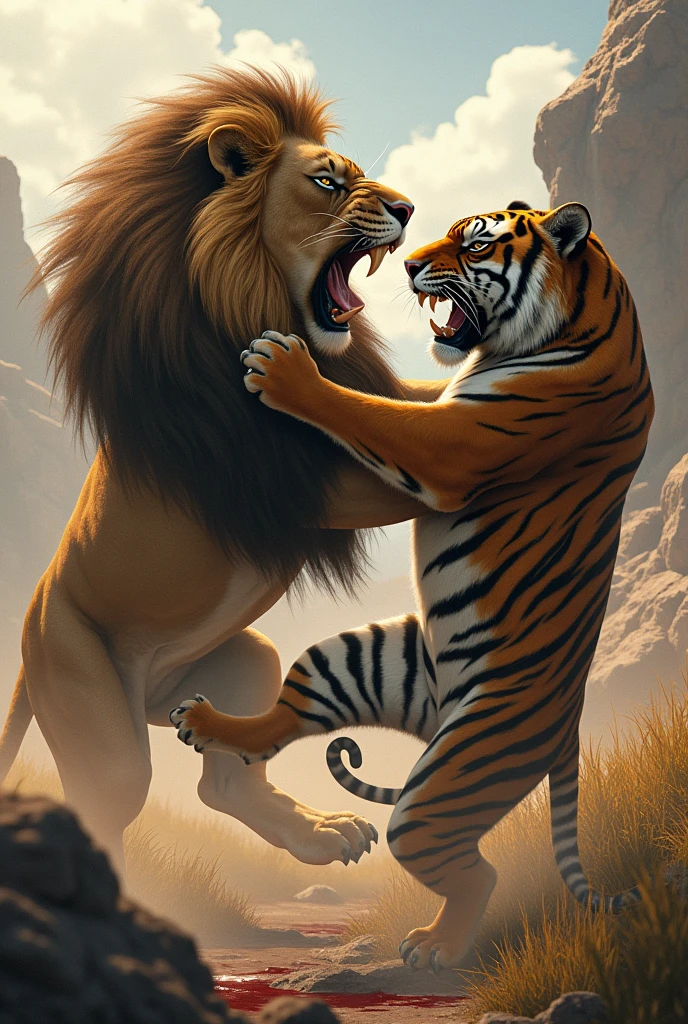 Lion kill tiger