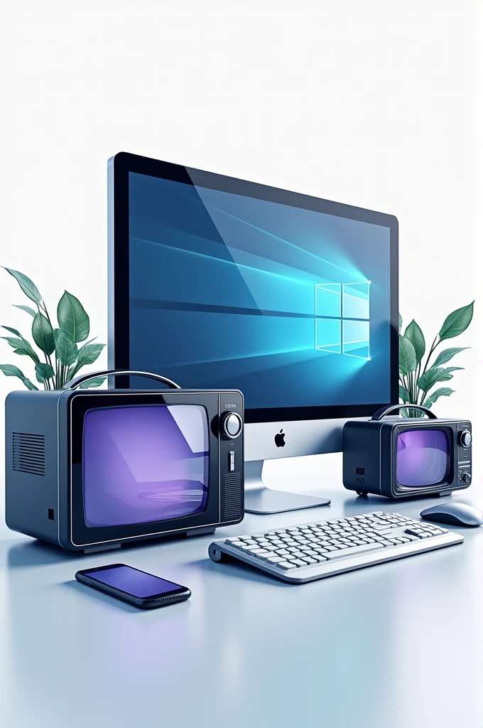 different media devices, a computer, a radio, a television, a cell phone