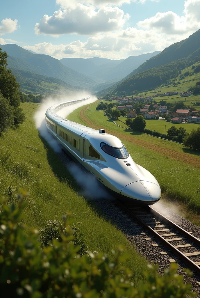 Very fast bullet train coming to Itapetininga , meadow village, Sao Fernando Valley
