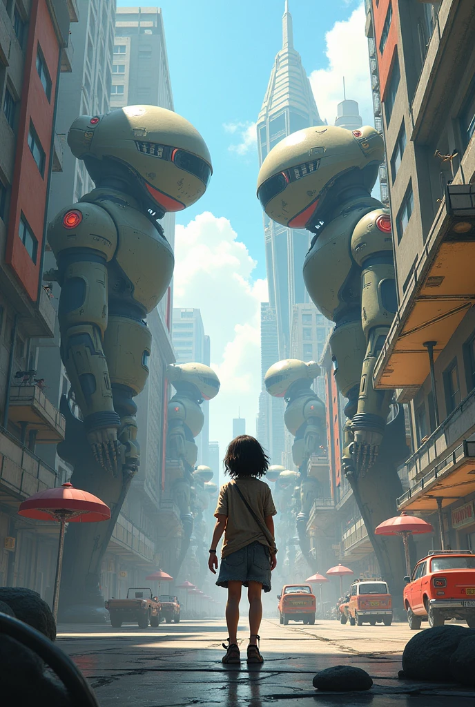 City full of robots and a surviving girl