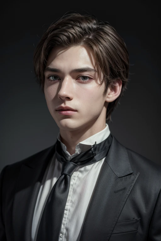 An absurd solution, High resolution, (masterpiece: 1.4), Super detailed, Young man's messy short black hair, Welders dressing up, High-tech workbench in factory, Tech Sense Screen