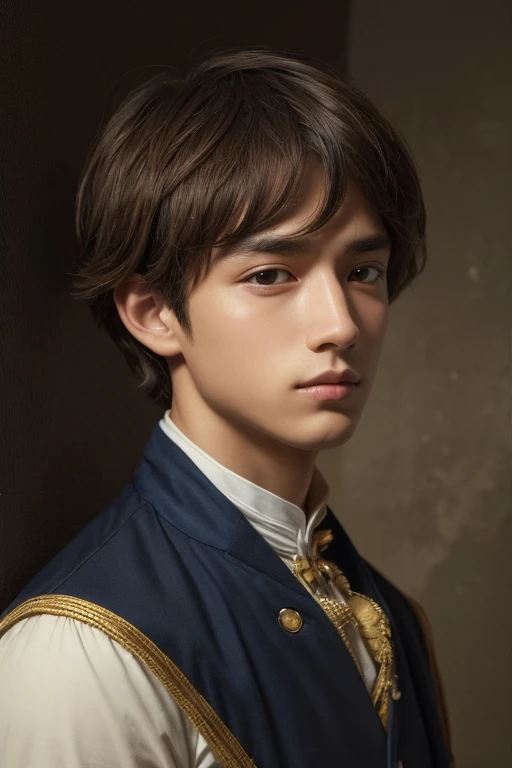 An absurd solution, High resolution, (masterpiece: 1.4), Super detailed, Young man's messy short black hair, Welders dressing up, High-tech workbench in factory, Tech Sense Screen