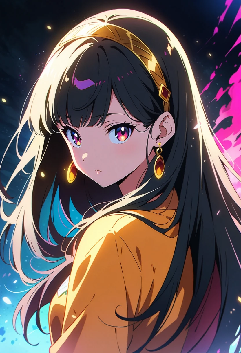 (Anime artwork, Anime Style, Studio Anime, Very detailed, up to date, Vibrant, Anime Coloring, High Contrast, masterpiece:1.2, Highest quality, Best aesthetics), artistic, 23-year-old woman, (Black Hair, Long Hair, 赤いeye, Gold earrings, View your viewers, Side Lock, hair ornaments, Gold hair band,eye), (Dynamic Angle), Detailed Background, one person&#39;s, masterpiece, Highest quality, Very detailedな, Take off, No clothes, Completely naked, Nipples, View your viewers, whole body, Nude photoshoot, so beautiful, Absurd, front, No clothes, Thin pubic hair, From below, masterpiece,