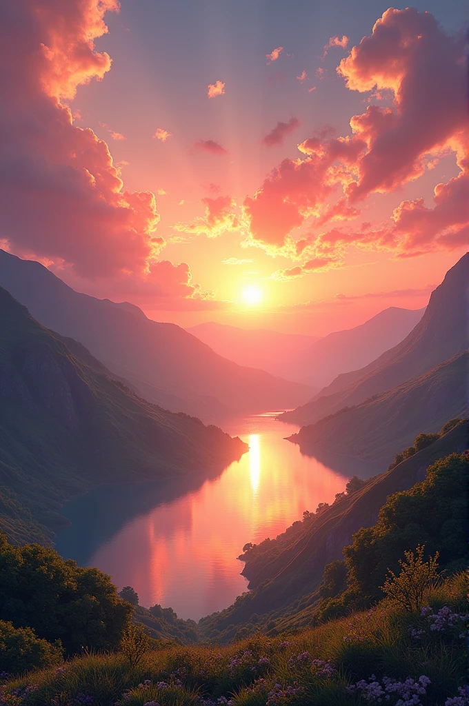 You can make a beautiful landscape, fanciful and with a sunset 