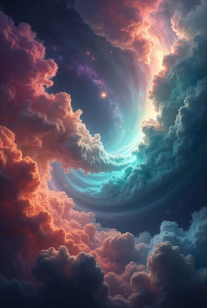 Colorful nebulae star field and spiral galaxies