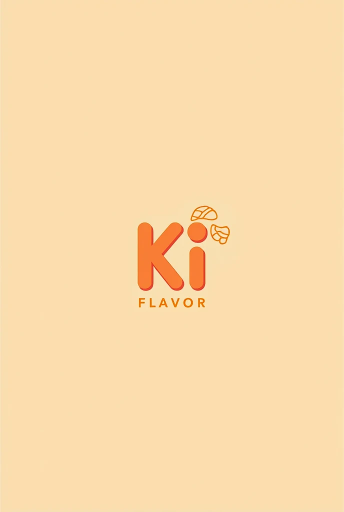 a logo for a snack bar in light apricot color with the name ki flavor simple but eye-catching with some food accessory