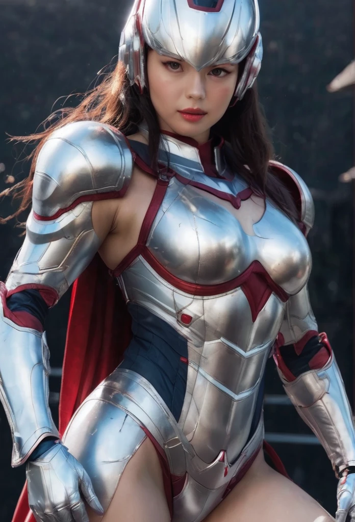 (dynamic lighting), (75mm), (realism), ((realistic:1.5)), (depth of field:1.5), (UHD), (32k))), (Mastepiece), (highres, high resolution), (Advanced facial details:1.5), ((shiny skin)), (photorealistic:1.5), (dslr), (soft lighting), (high quality), (clearly face:1.0), (full body shot), (full body portrait:1.5), (finely detailed face:1.0), (top quality), (Best Quality:1.5), (1girll:1.3)、offcial art、Unity 8k wallpaper、ultra - detailed、Beauty and aesthetics、(with revealing breasts), Fantastical Atmosphere、calm color palette、tranquil mood、soft shade,Bare lower body,Background with:aerodrome,Planes,Iron Man,((Wearing:Iron Man uniform,Armour,Gold wire embroidery)),