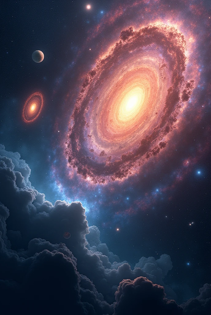 Colorful nebulas star field and spiral galaxies realistic image