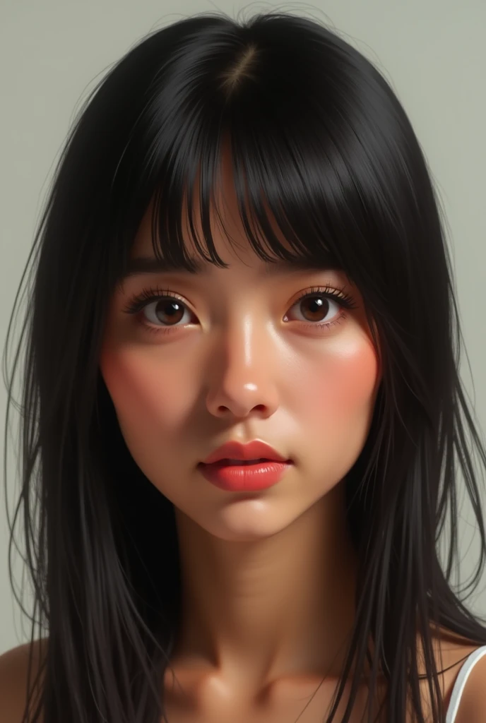 Fair to dark skin, dark, straight hair. Eyes may be brown or black, features are generally soft with noses that may be straight or slanted, and faces that are round or square.