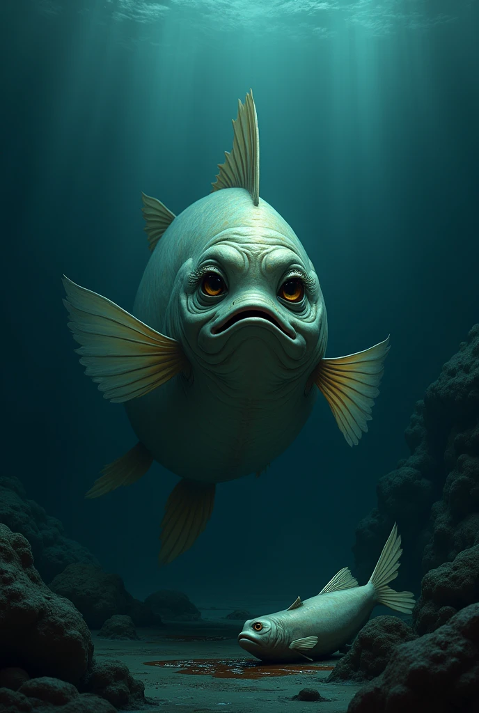 a fish cries because an oil spill causes its child to die