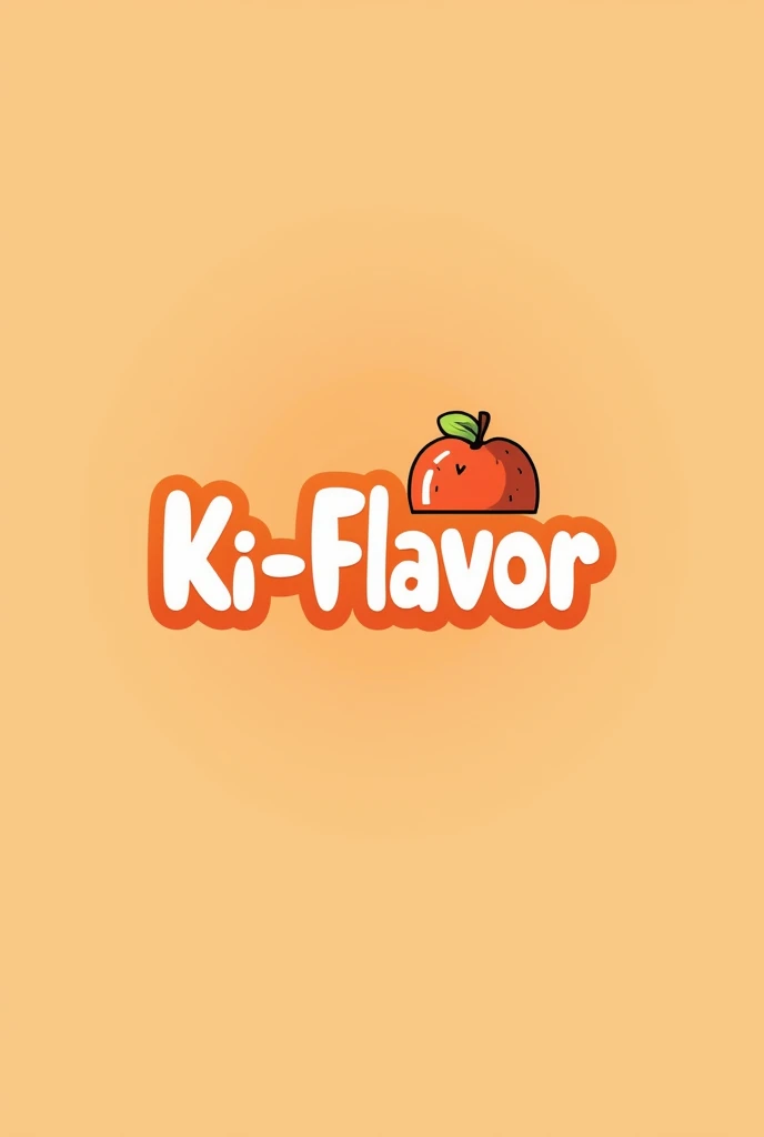 a logo for a snack bar in light apricot color with the eye-catching name ki-flavor with some food accessory