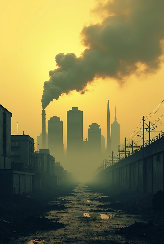 I want you to generate an image for me about pollution, and that it looks very professional and can be used as a background for a presentation, but without any person in it