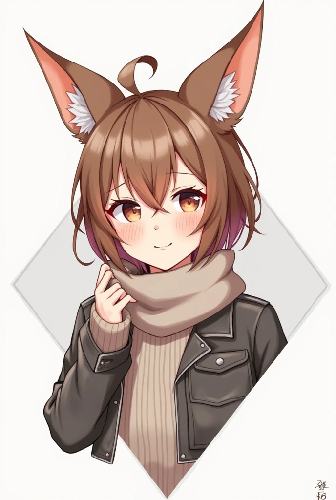 fullbody,sofia,scarf,jacket,humans,animal ear,whiskers,looking at viewer,white triangle, masterpiece, best quality,