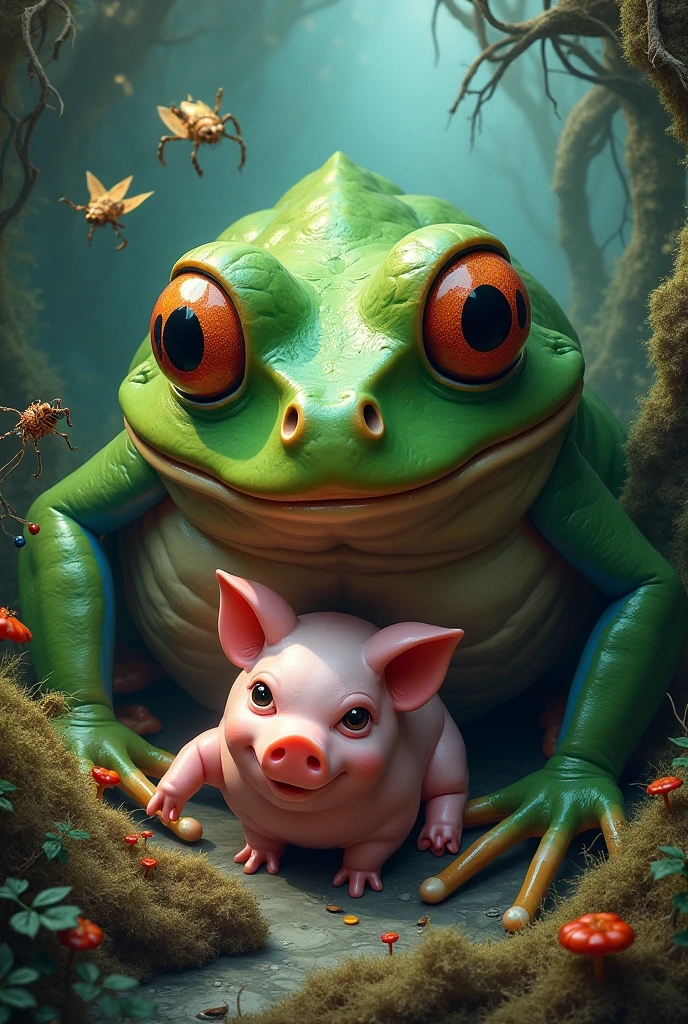 Frog eating a pig