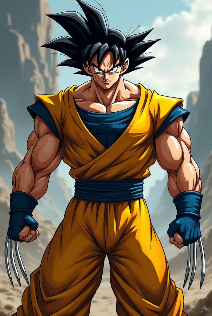 Goku dressed as yellow Wolverine