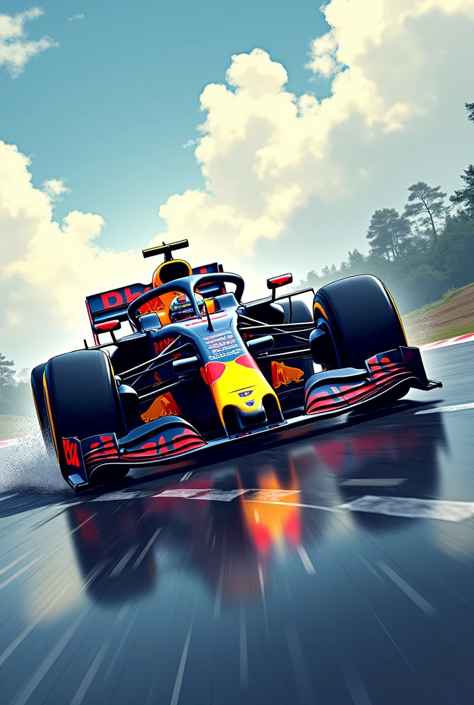 Redbull F1 car as anime phone wallpaper