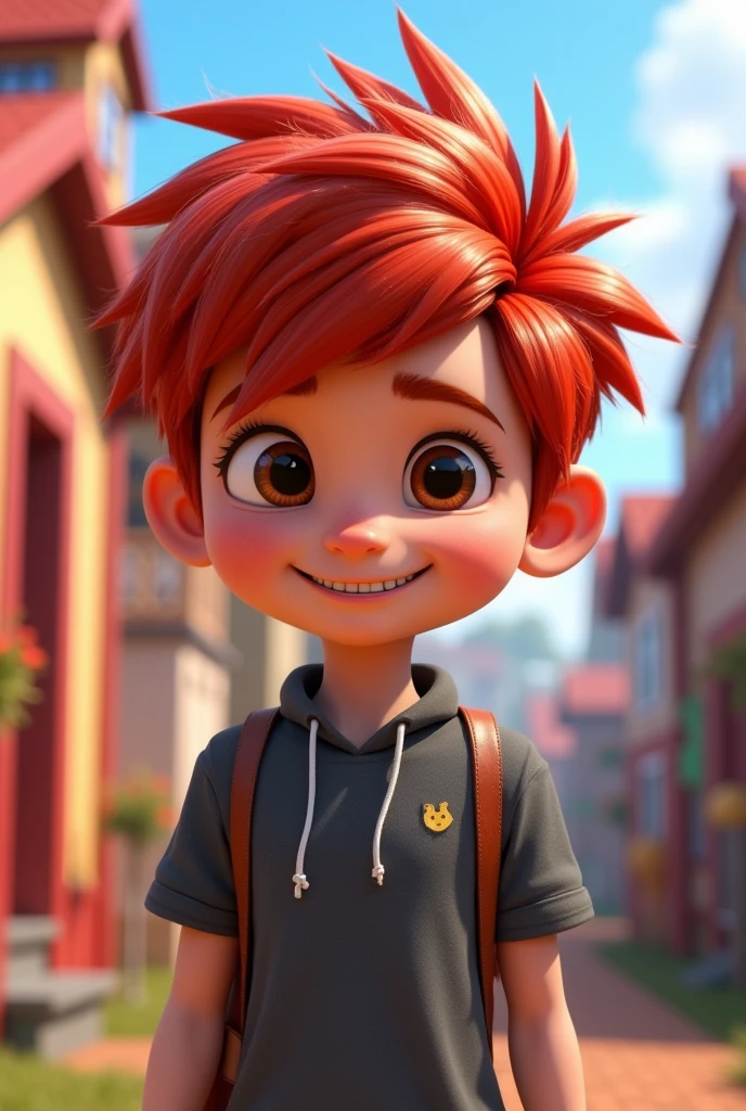 banner of a redhead in Pixar style in a Roblox setting