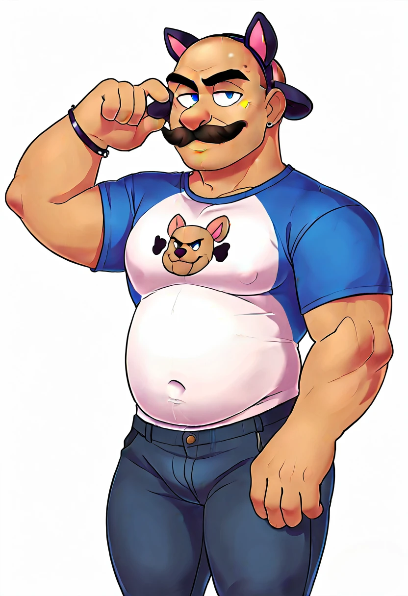 score_5_up,score_6_up,score_7_up,
1boy, solo, muscular male, pants, shirt, long mustache, belly,bald, old, paw_print, fake_animal_ears