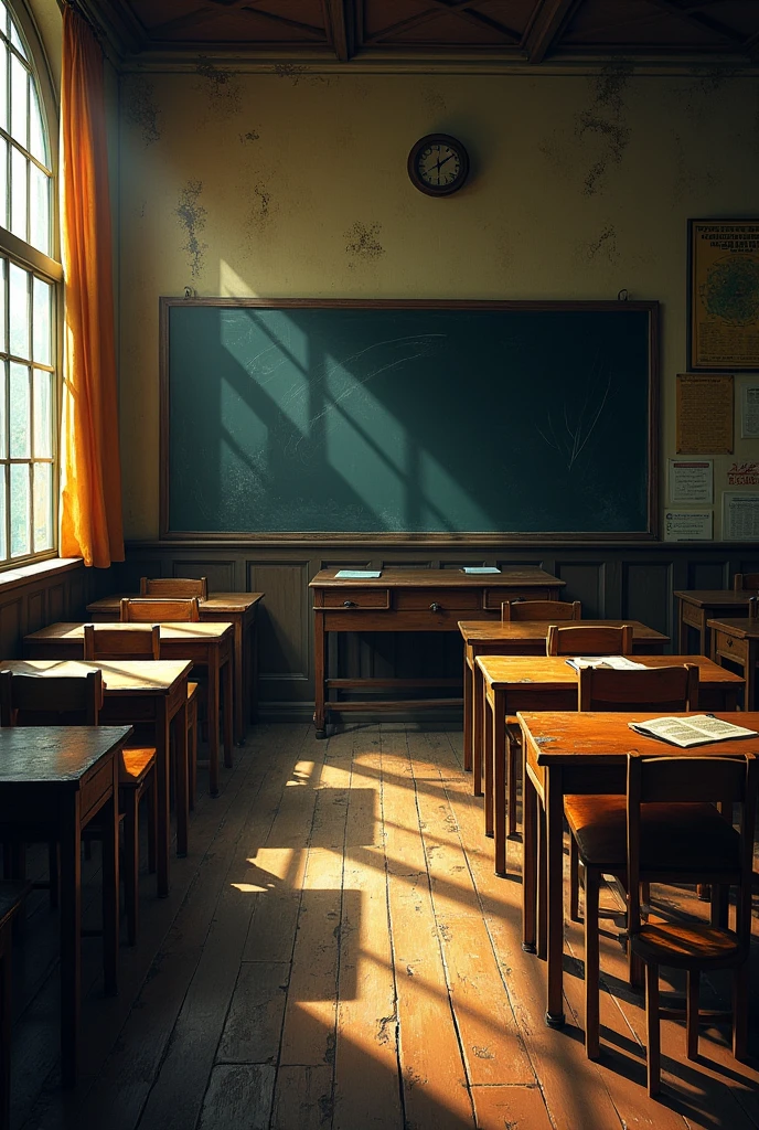 Old classroom with blackboard