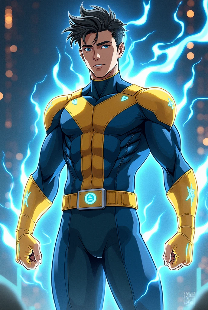 D'accord ! Voici une idée pour l’apparence de Nourou :
- **Costume :** Un costume de couleur bleu nuit avec des accents dorés. Le bleu nuit symbolise la profondeur et la sagesse, tandis que les accents dorés évoquent la grandeur et le pouvoir. Le costume est ajusté mais pratique, avec des protections légères sur les épaules et les avant-bras.
- **Symbole :** Un symbole de soleil stylisé sur la poitrine, représentant la lumière et l'énergie. Ce symbole est doré et légèrement brillant.
- **Coiffure :** Des cheveux noirs, courts sur les côtés mais plus longs et légèrement ondulés sur le dessus, donnant une allure dynamique et moderne.
- **Super-pouvoirs :** Nourou peut contrôler la lumière et générer des éclairs d'énergie. Il est capable de manipuler les rayons lumineux pour créer des attaques puissantes ou pour se rendre invisible en se camouflant dans les ombres.
- **Style général :** Une touche de futurisme avec des éléments high-tech comme des gants et des bottes avec des lumières intégrées, mais aussi une touche classique avec des lignes épurées et un design fonctionnel.
Ces éléments peuvent être utilisés pour créer des illustrations de Nourou, en lui donnant un look à la fois impressionnant et pratique.