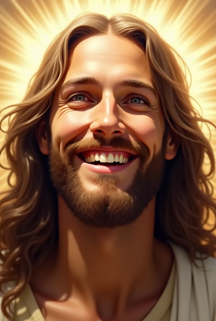 Face of the joyful resurrected Jesus Christ