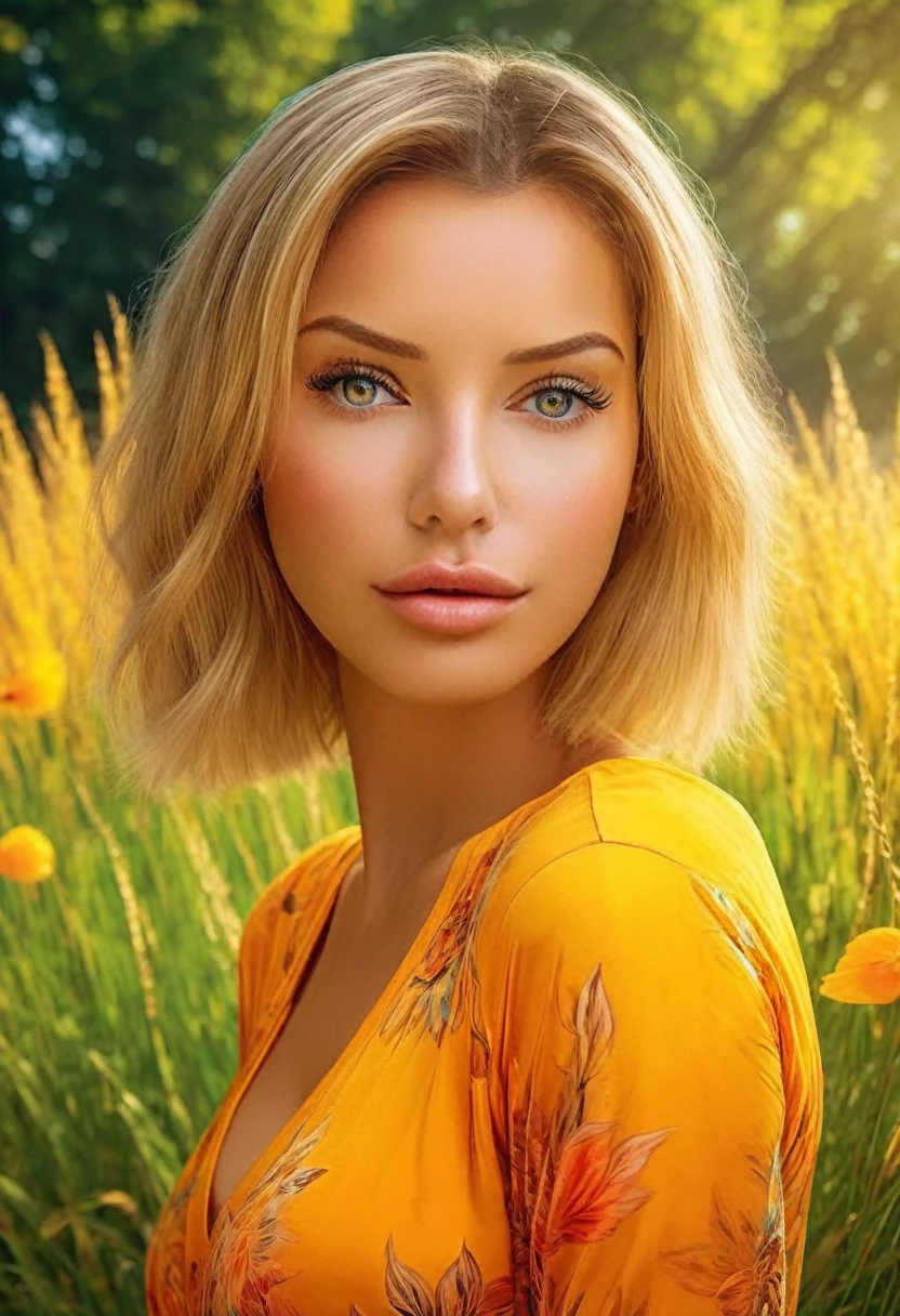 the most beautiful girl in the word in a garden, (full body image:1.4), beautiful detailed eyes, beautiful detailed lips, extremely detailed perfect eyes and face, long eyelashes, flowing hair, serene expression, vibrant green grass, colorful flowers, sunlight filtering through trees, birds chirping, soft breeze, lively atmosphere, (best quality, hyper-realistic, hyper-detailed:1.2, high resolution, high contrast), (ambr1), (blacklight makeup), quantum computer AI, outside world