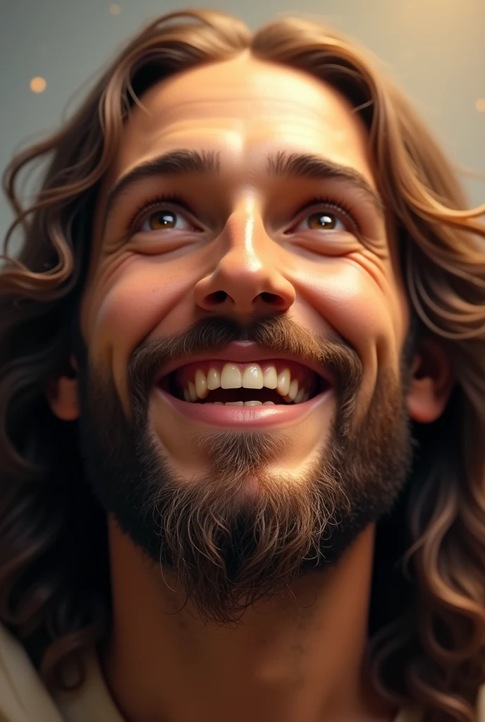 Face of the risen Jesus Christ joyful that looks real