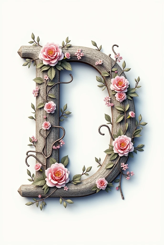 Very elaborate lowercase letter d with a nursing theme,that only the letter d comes out,without anything else